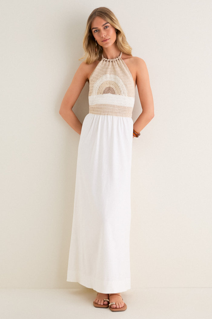Off-White Sunset Crochet Maxi Dress
