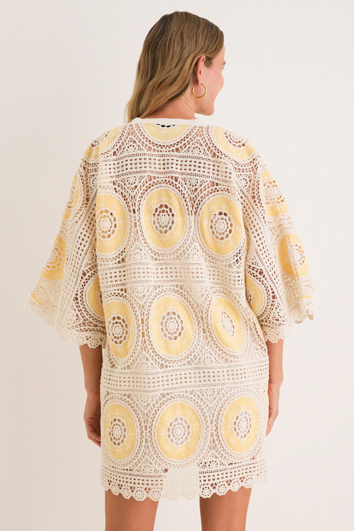 Sunshine Medallion Crochet Arles Mini Dress