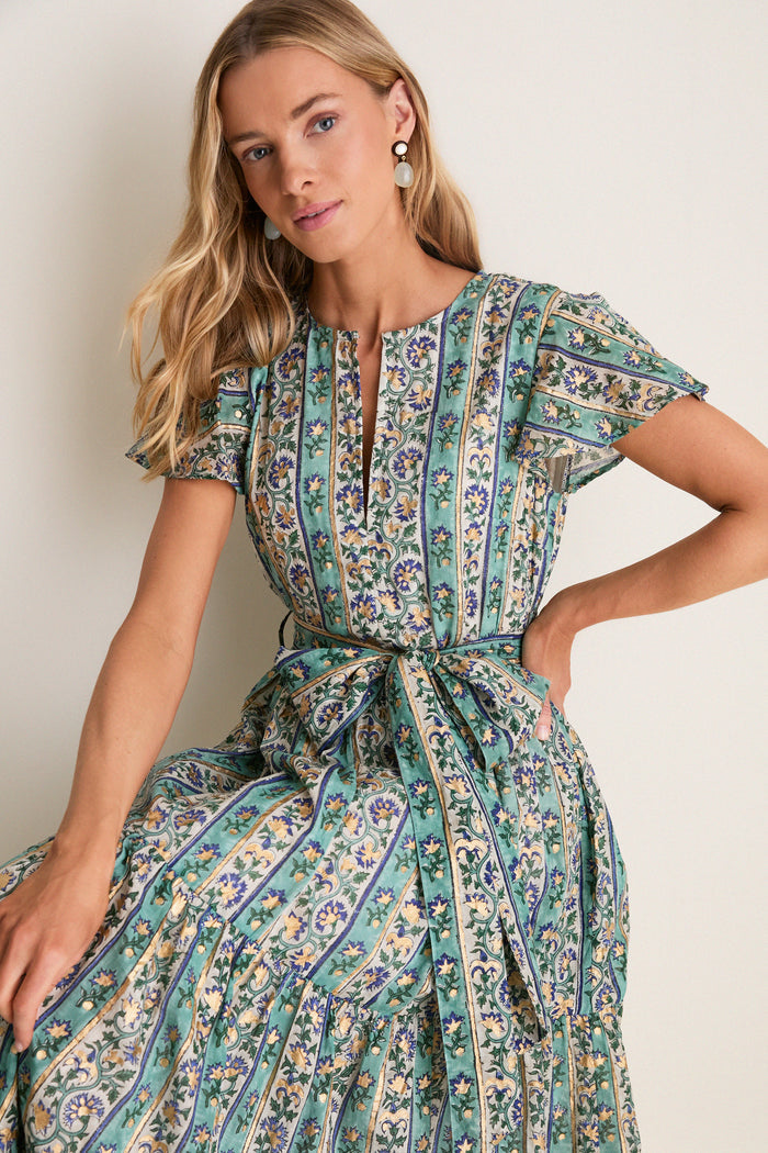 Taj Aqua V-Neck Maxi Dress