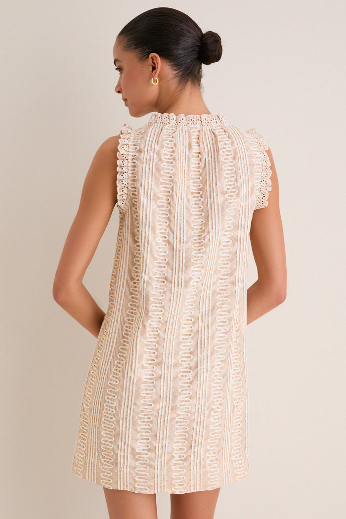 Tan & Cream Applique Valerie Mini Dress