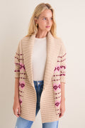 Tan & Pink Fair Isle Stowe Oversized Cardigan