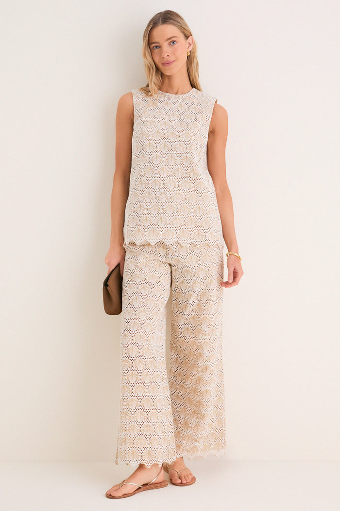 Tan Seashell Eyelet Shelly Pants
