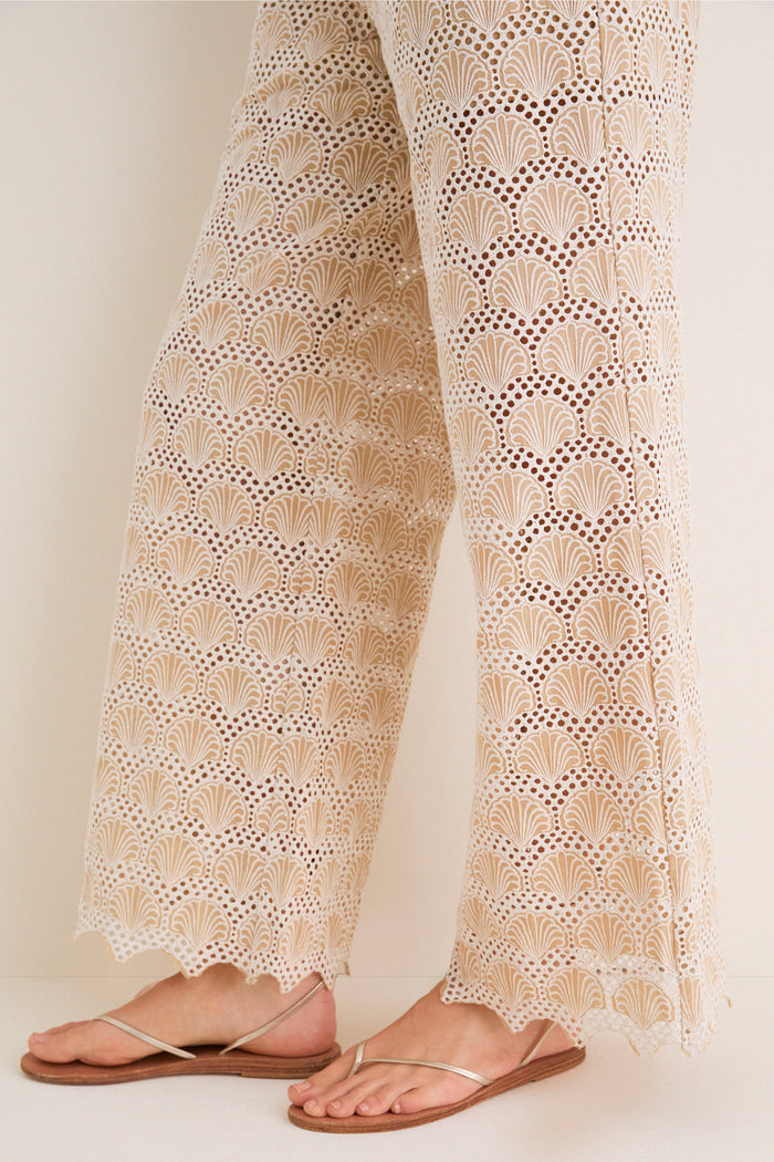 Tan Seashell Eyelet Shelly Pants