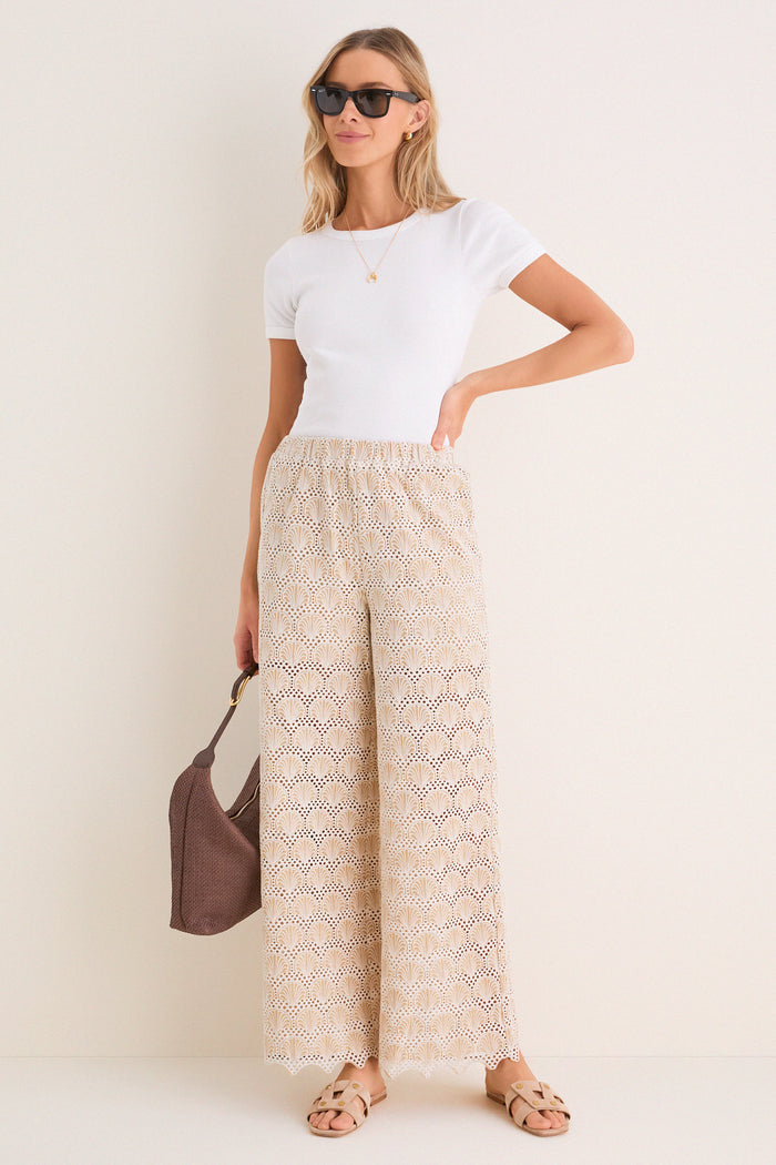 Tan Seashell Eyelet Shelly Pants