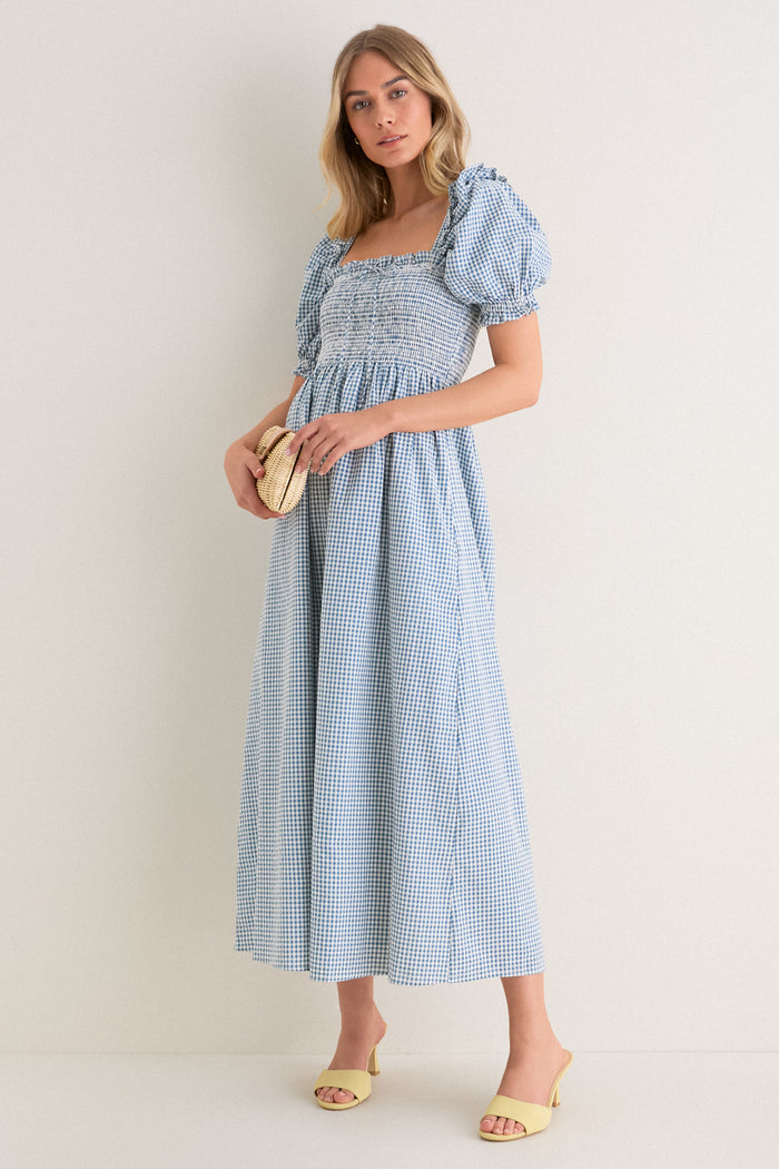 Teal Gingham Scarlett Midi Nap Dress