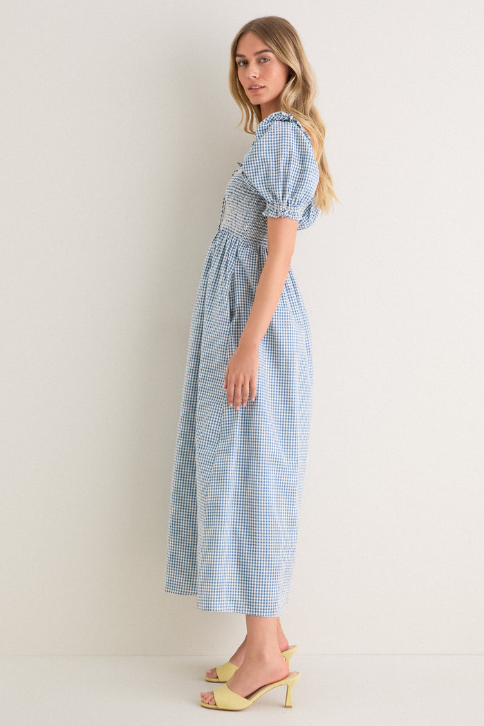 Teal Gingham Scarlett Midi Nap Dress