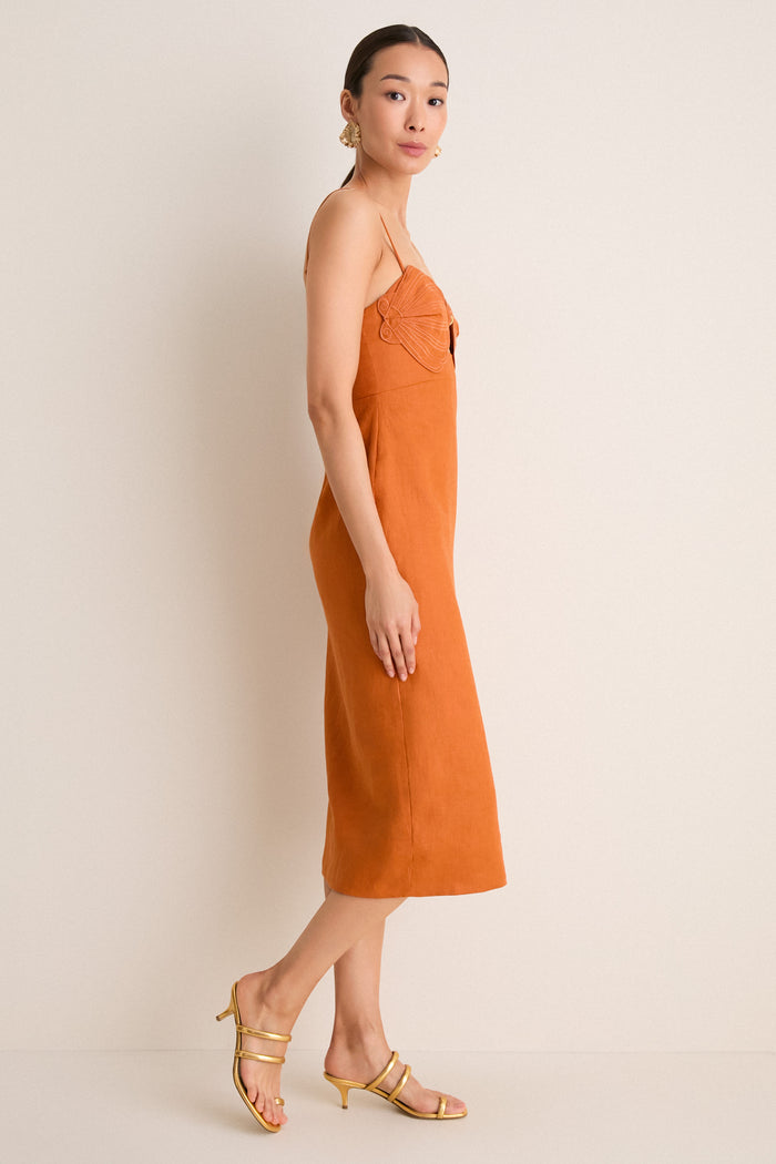 Terracota Shell Midi Dress