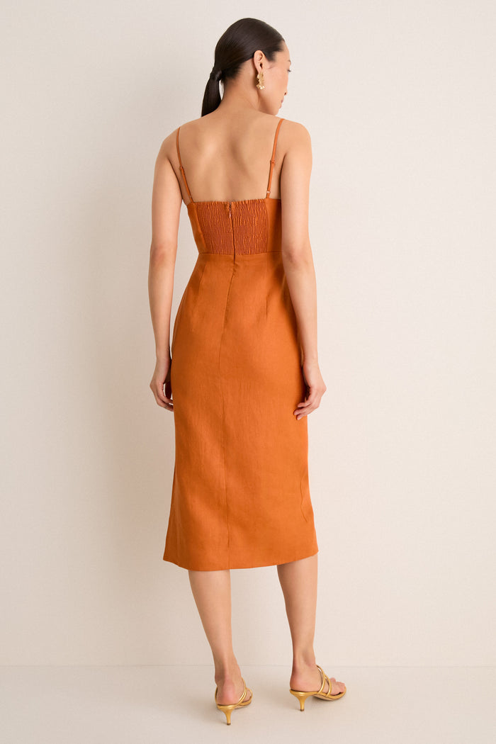 Terracota Shell Midi Dress