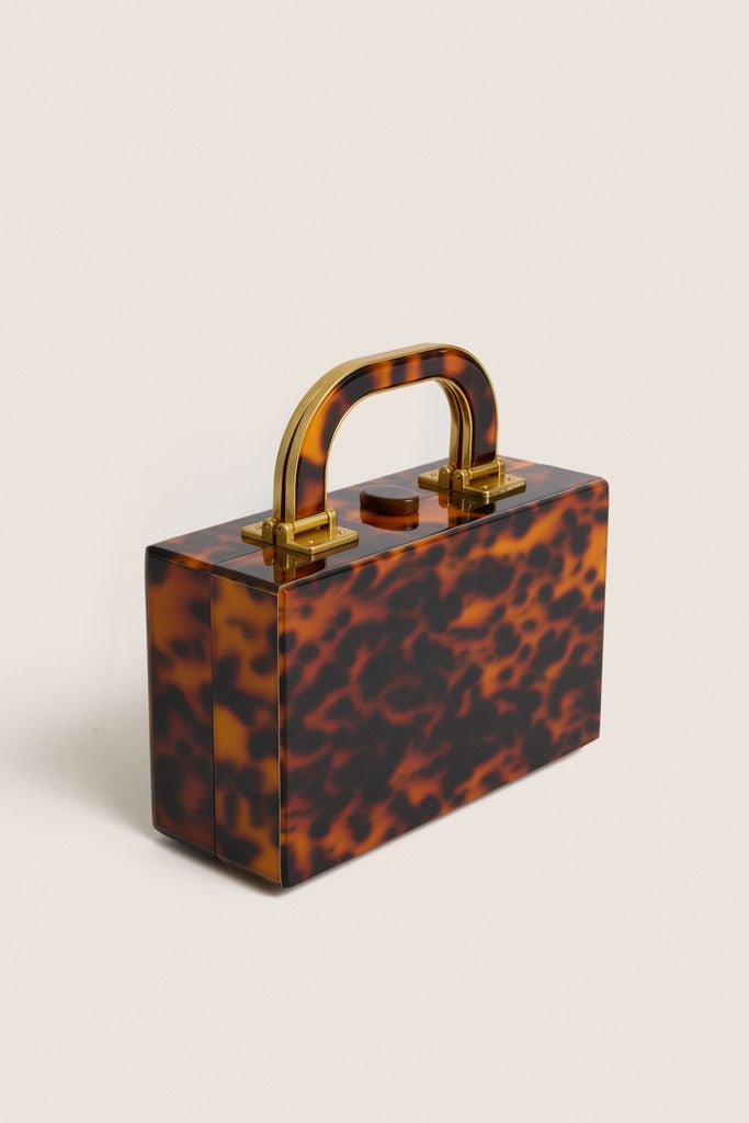 Tortoise Acrylic Top Handle Bag