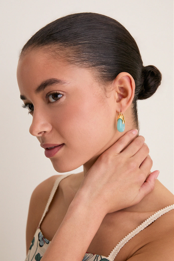 Tuckernuck x Lizzie Fortunato Amazonite Mini Organic Hoops
