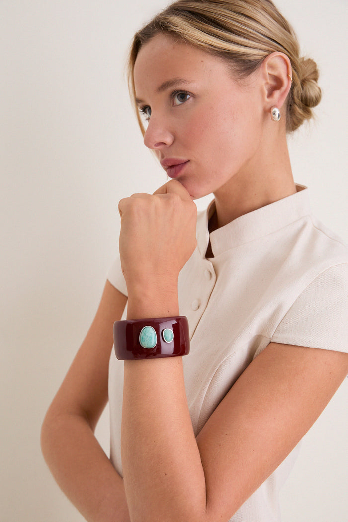 Tuckernuck x Lizzie Fortunato Dark Red Lanna Cuff with Amazonite
