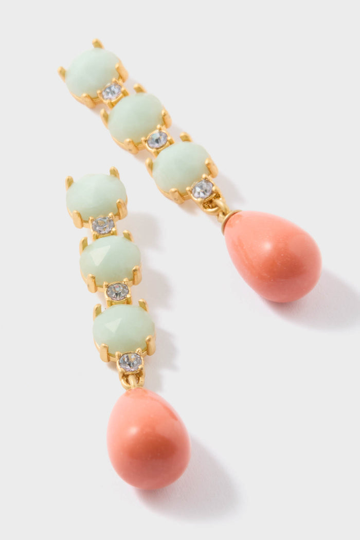 Turquoise and Orange Drop Julie Earrings