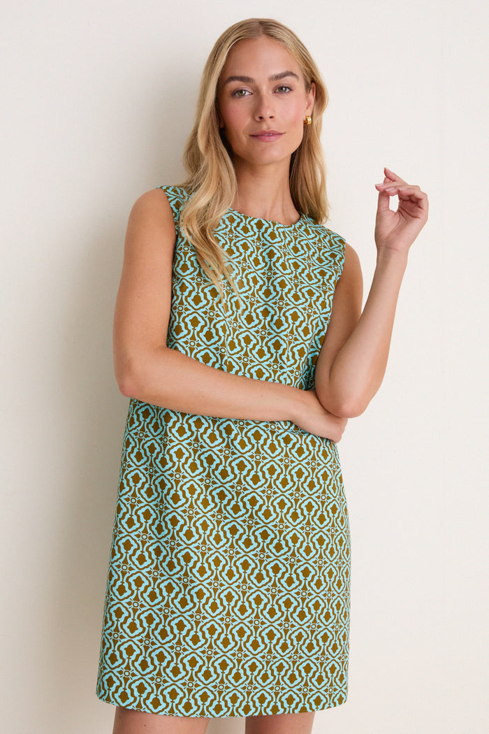 Turquoise & Brown Geo Bitsy Mini Dress