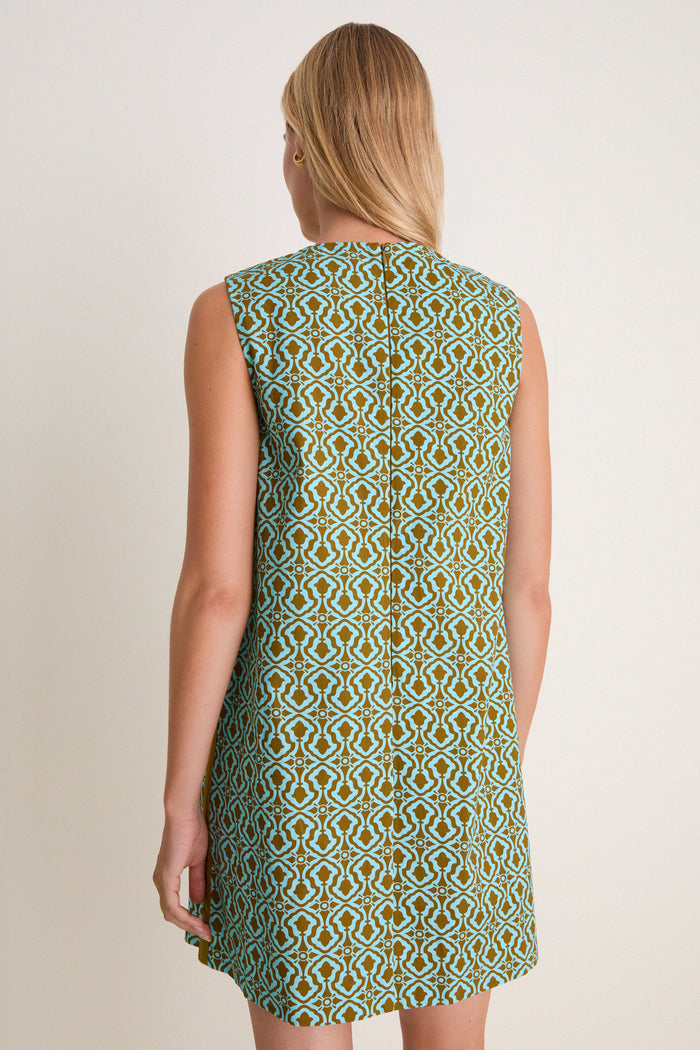 Turquoise & Brown Geo Bitsy Mini Dress