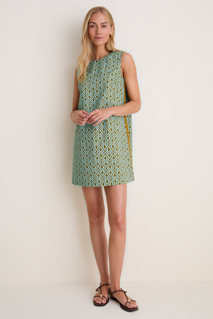 Turquoise & Brown Geo Bitsy Mini Dress