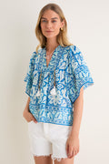 Turquoise Floral Angel Top