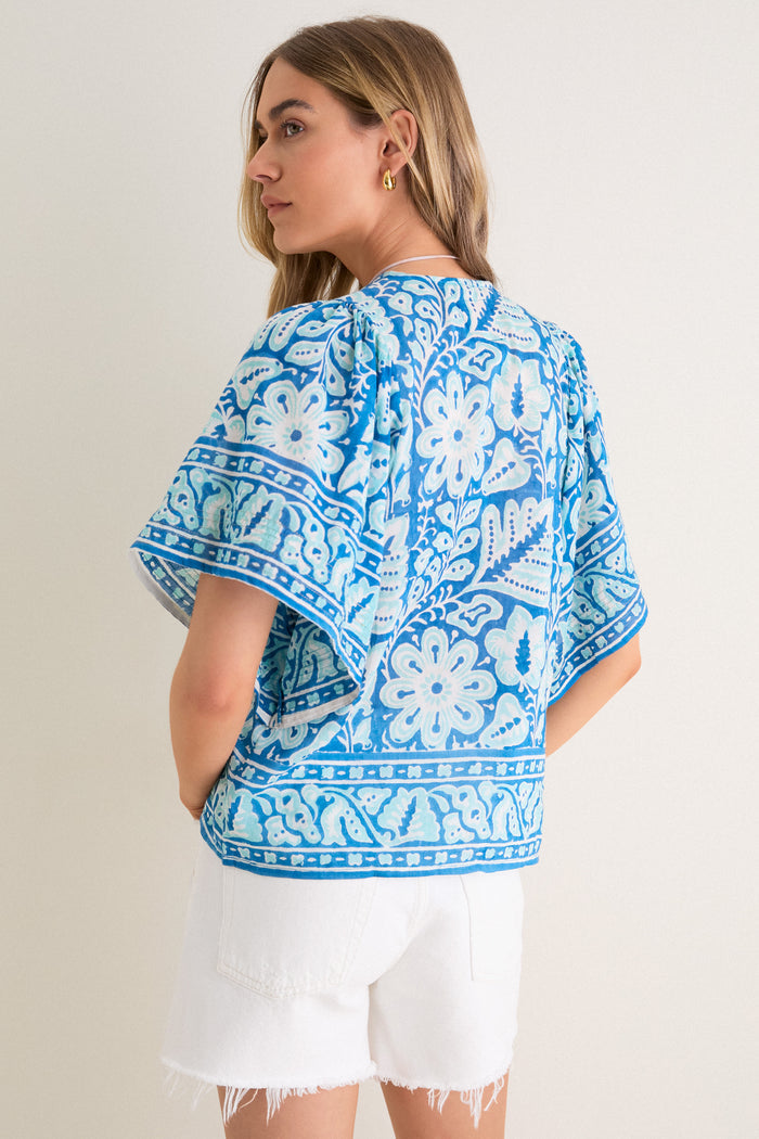 Turquoise Floral Angel Top