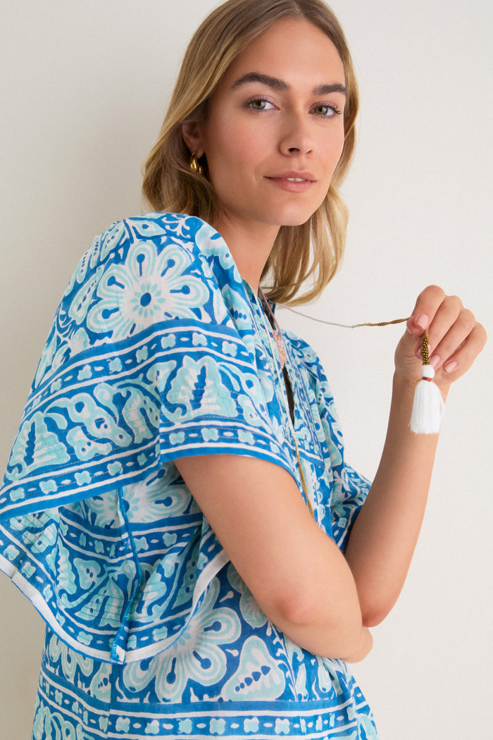 Turquoise Floral Angel Top