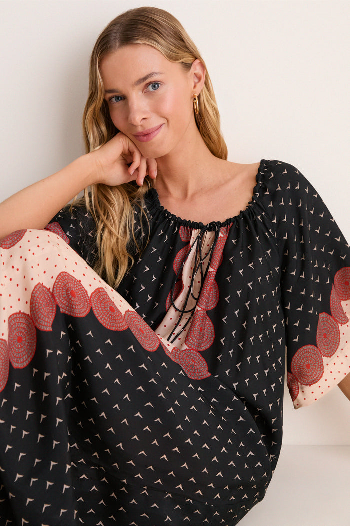 Tuscan Sun Cupro Short Sleeve Claudine  Dress
