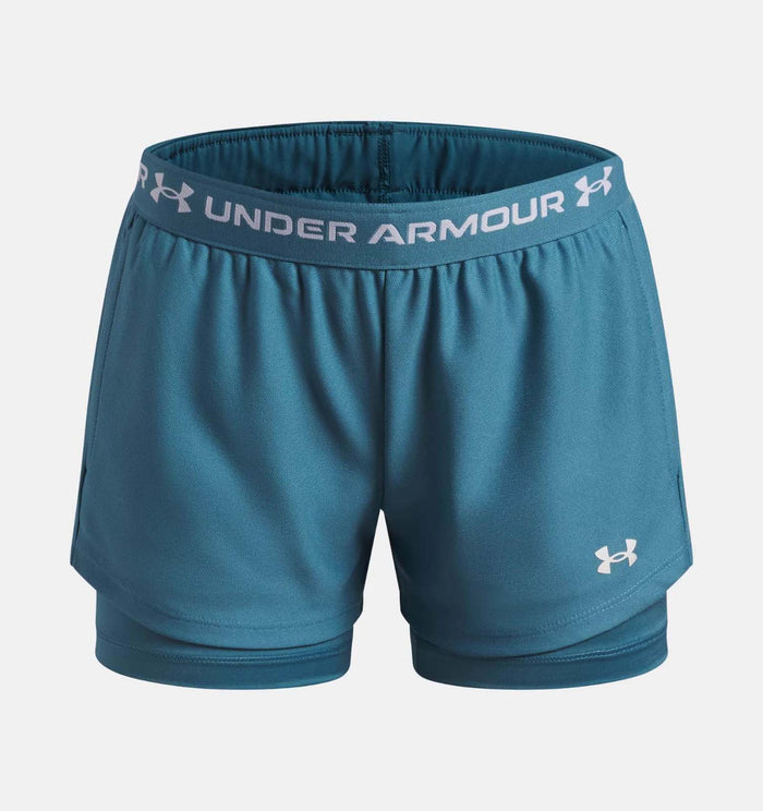 UA Girls Tech Play Up 2n1 Shorts Blue