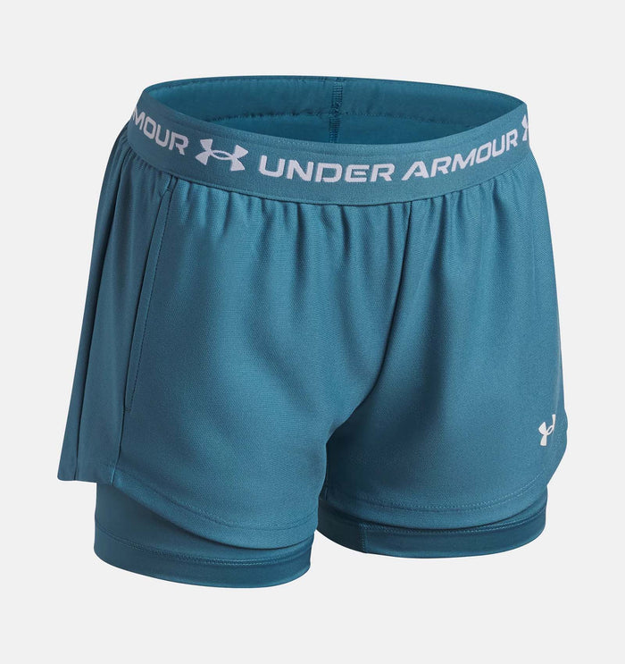 UA Girls Tech Play Up 2n1 Shorts Blue