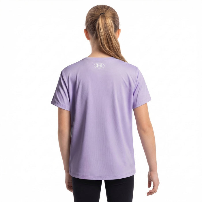 UA Girls Tech Wordmark Graphic SS Purple