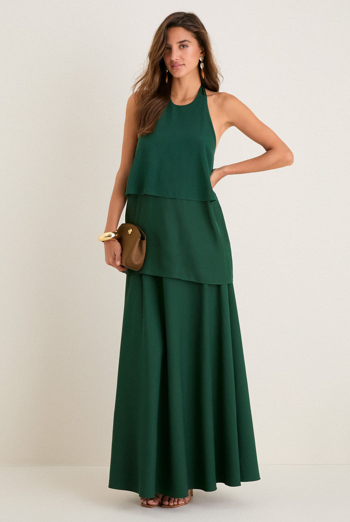 Verdant Green Crepe Claudette Top