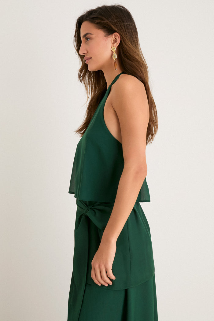 Verdant Green Crepe Claudette Top