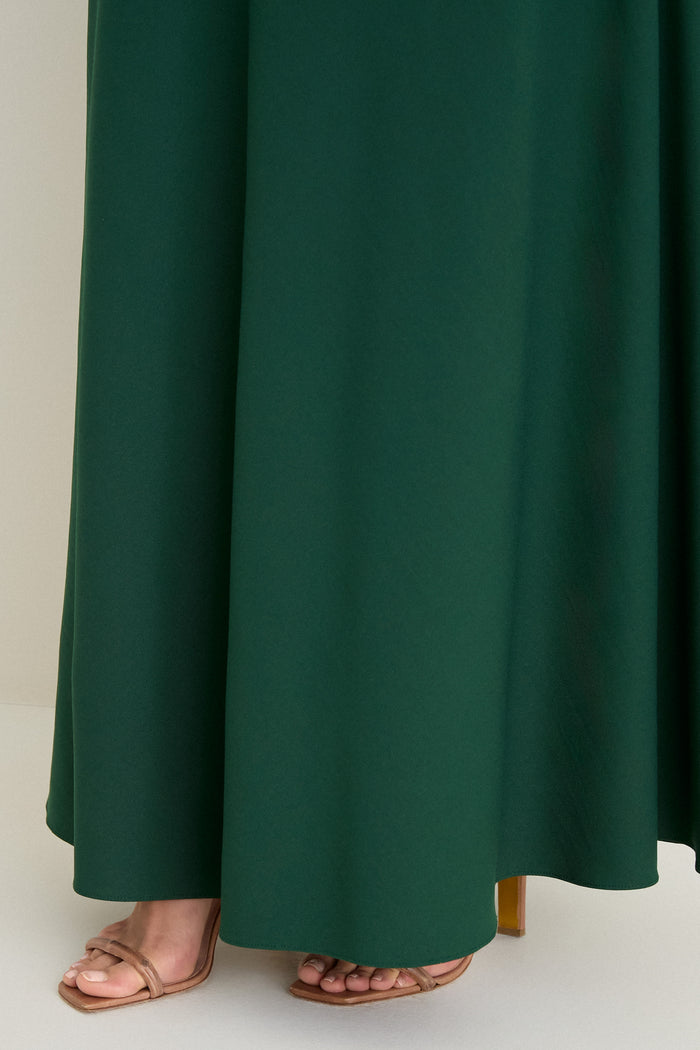 Verdant Green Crepe Colbert Maxi Skirt