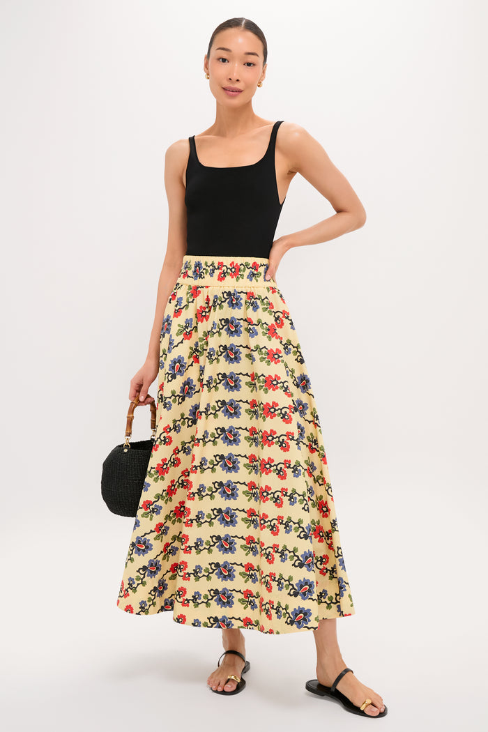 Victory Garden Floral Stripe Myrtle Maxi Skirt