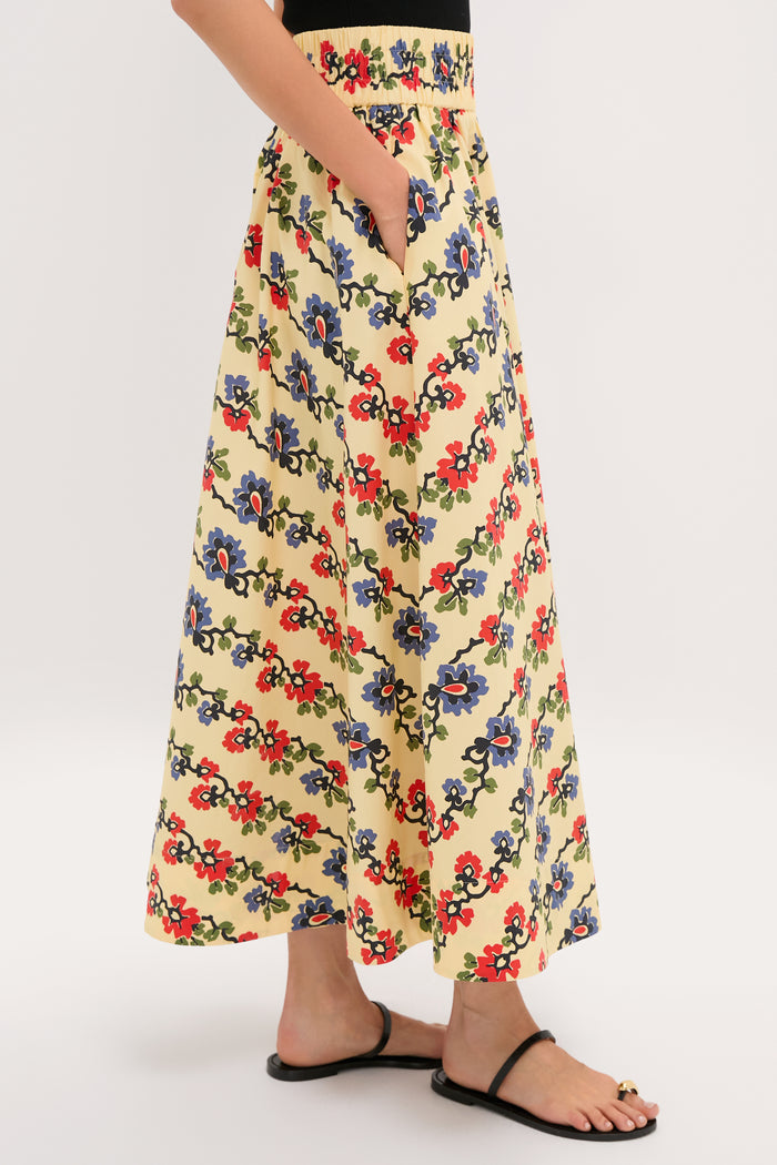 Victory Garden Floral Stripe Myrtle Maxi Skirt