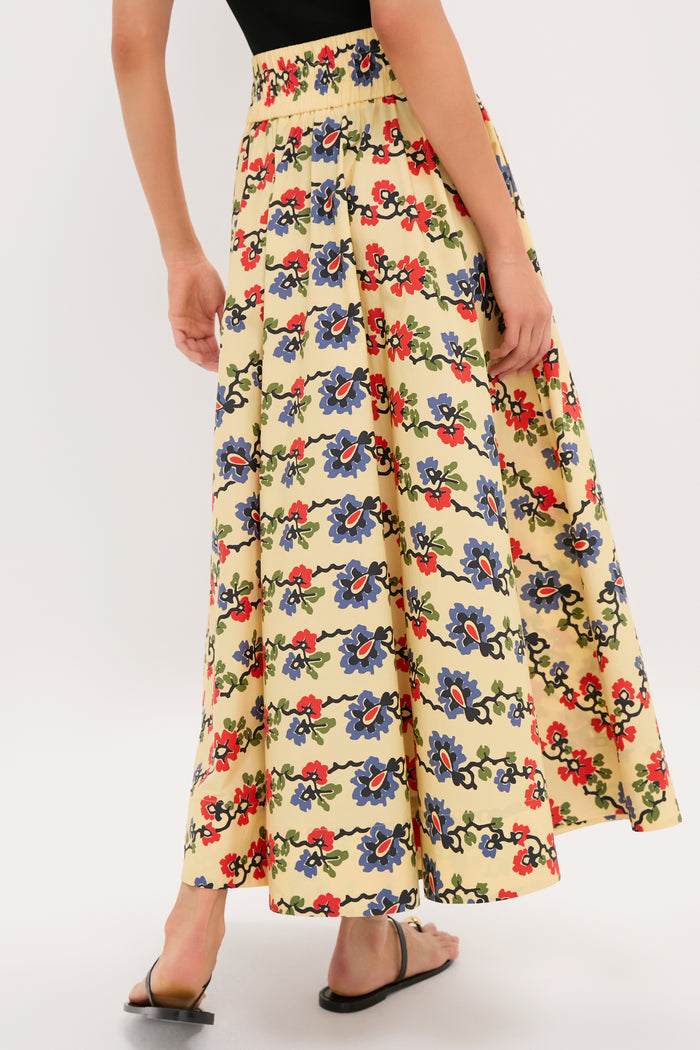 Victory Garden Floral Stripe Myrtle Maxi Skirt