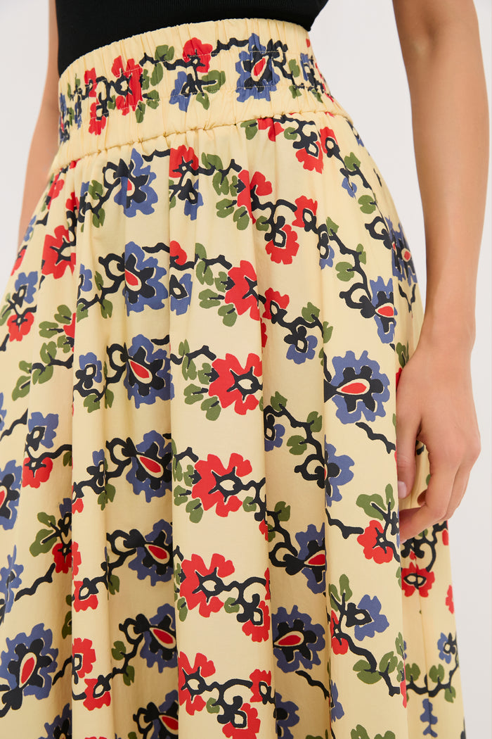 Victory Garden Floral Stripe Myrtle Maxi Skirt