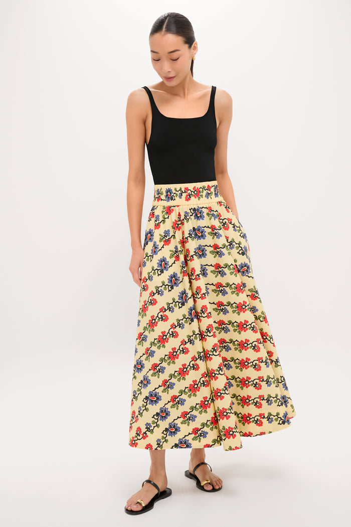 Victory Garden Floral Stripe Myrtle Maxi Skirt