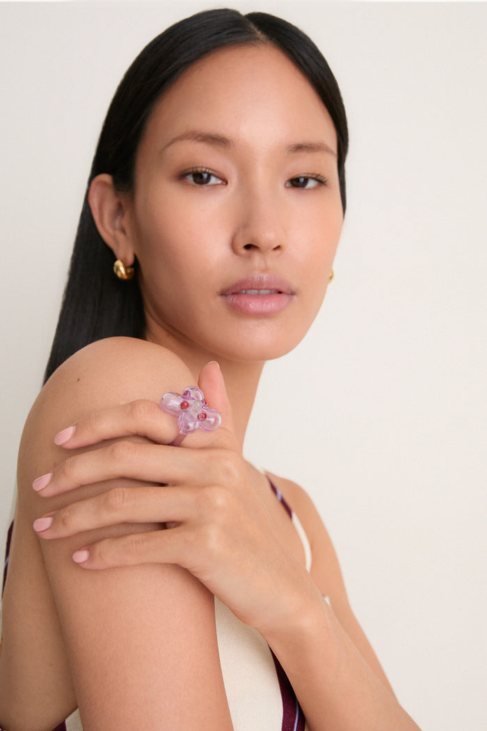 Violet and Burgundy Glass Cherie Ring
