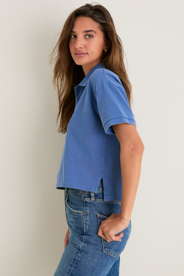 Washed Blue Pique Holmes Boyfriend Polo