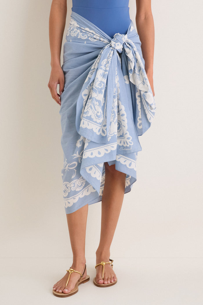 Washed Indigo Poolside Punch Cotton Pareo