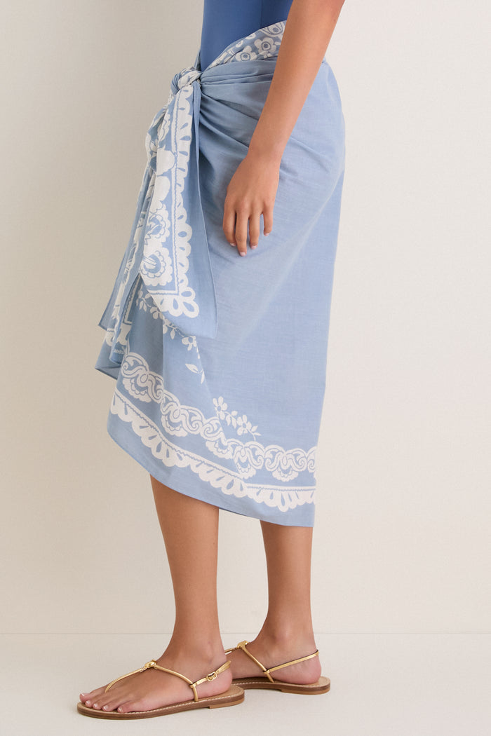 Washed Indigo Poolside Punch Cotton Pareo