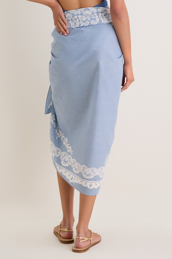 Washed Indigo Poolside Punch Cotton Pareo