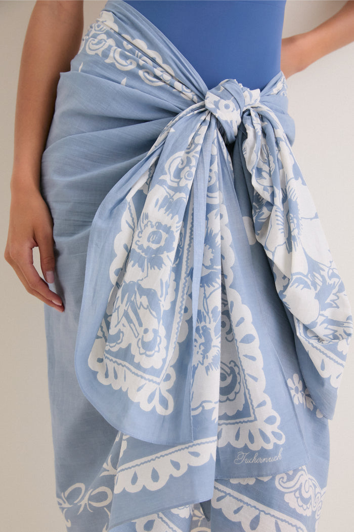 Washed Indigo Poolside Punch Cotton Pareo