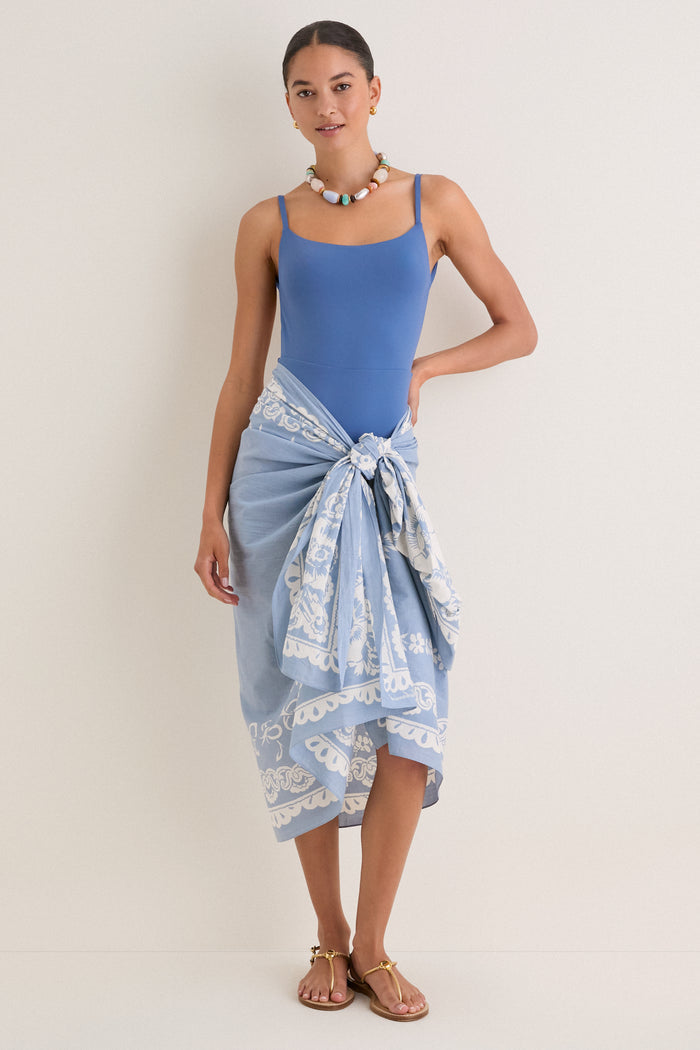 Washed Indigo Poolside Punch Cotton Pareo