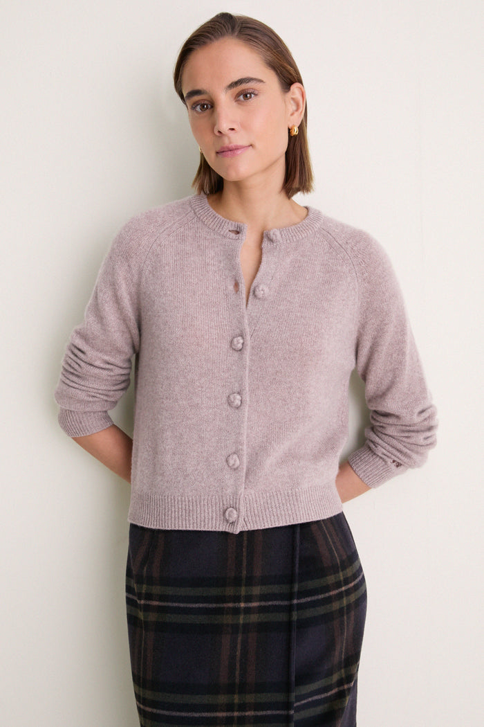 Wheat Cashmere Knot Button Phoebe Cardigan