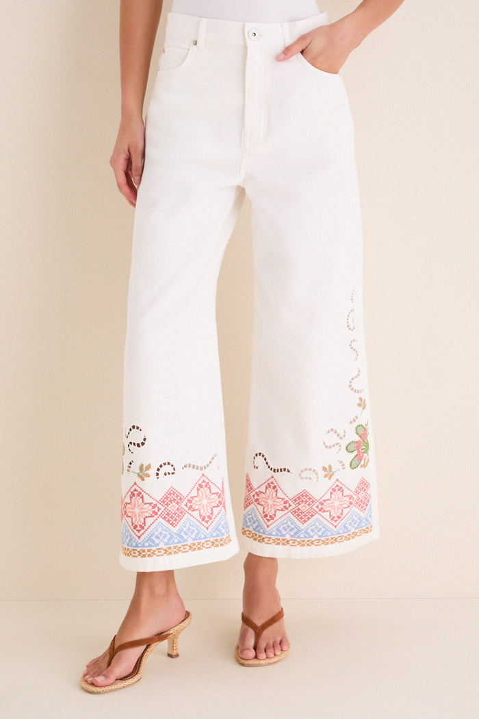 White Adunco Long Trouser
