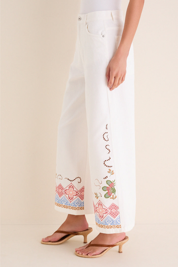White Adunco Long Trouser