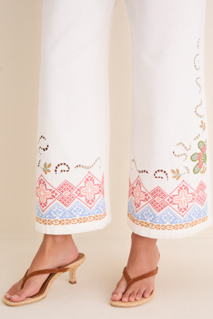 White Adunco Long Trouser