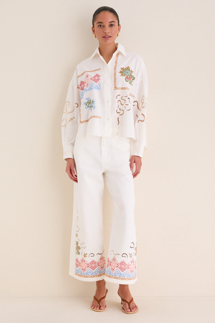 White Adunco Long Trouser