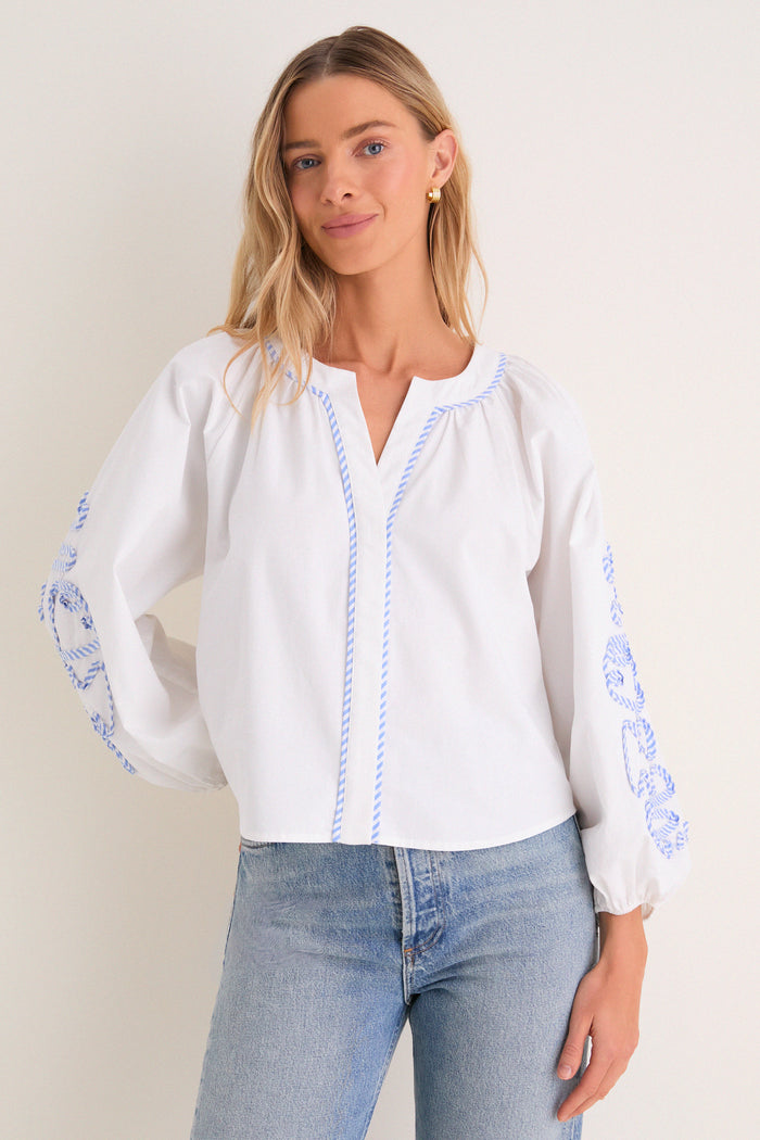 White & Blue Stripe Stella Blouse