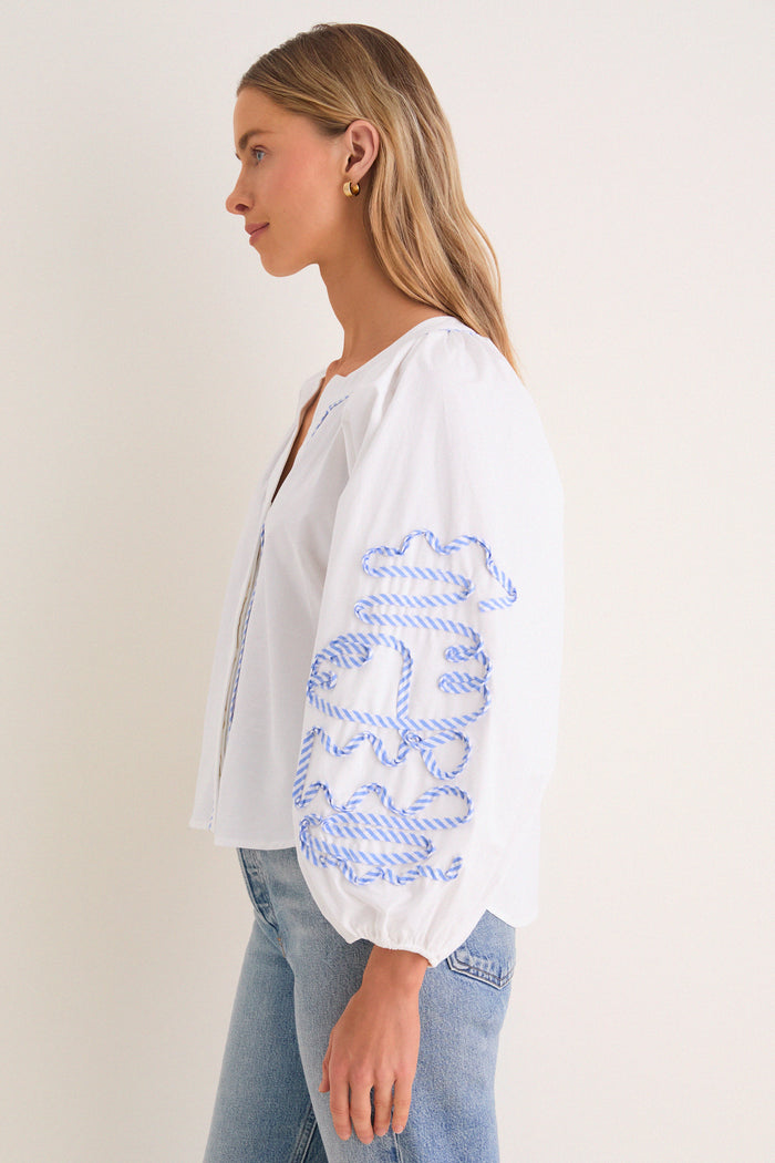 White & Blue Stripe Stella Blouse