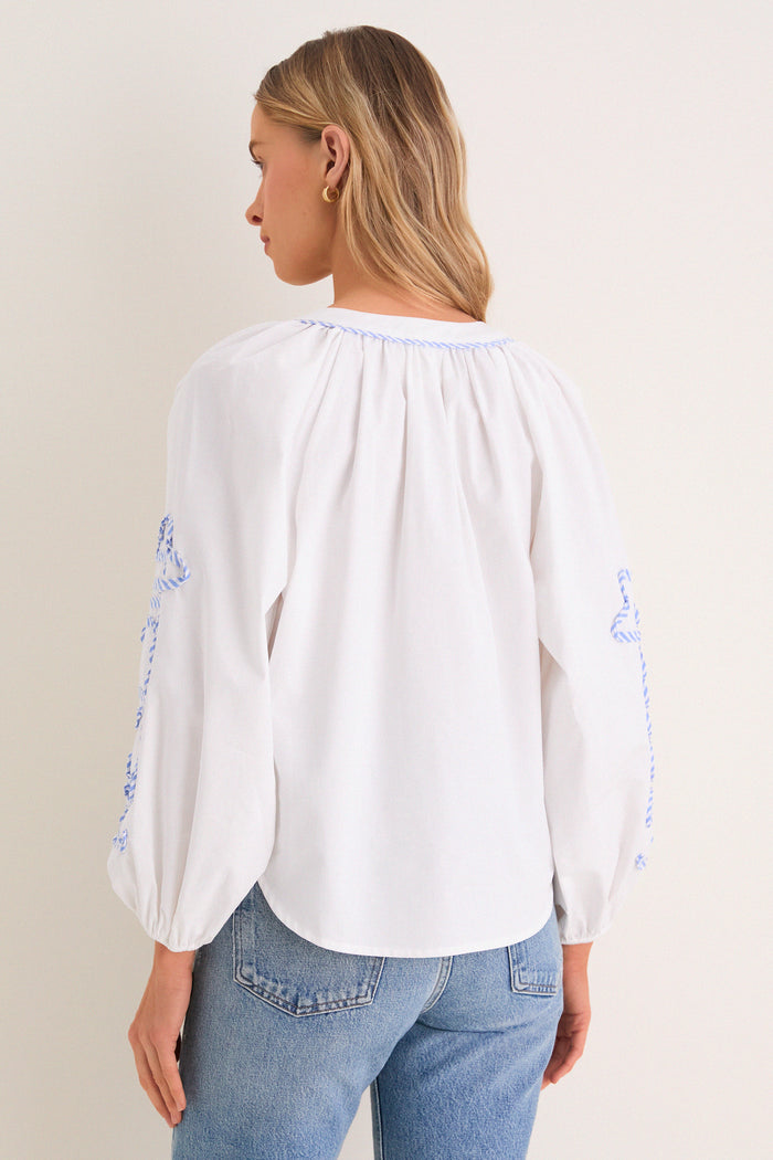 White & Blue Stripe Stella Blouse