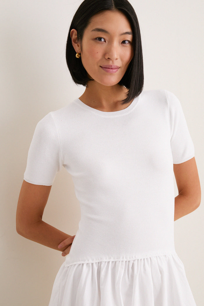 White Bubble Skirt Midi Dress